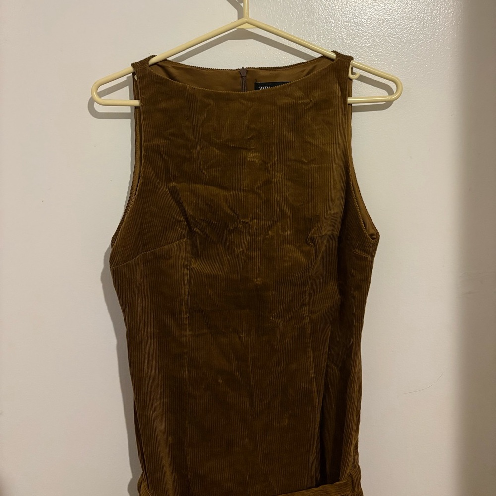 ZARA - Brown Corduroy Sleeveless Dress
